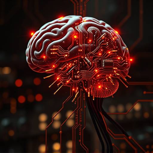 Illustration d'un cerveau humain form√© de circuits √©lectroniques, symbolisant l'intelligence artificielle